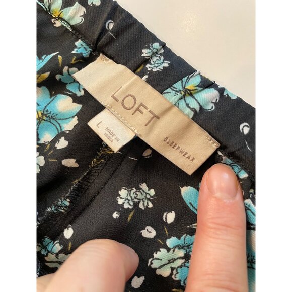 LOFT Sleepwear Floral‎ Satin Pajama Pants Large Dark Cottagecore Romantic Dainty - Picture 3 of 12